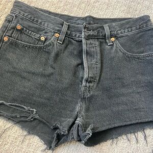 Levi's Black Frayed Jean Shorts